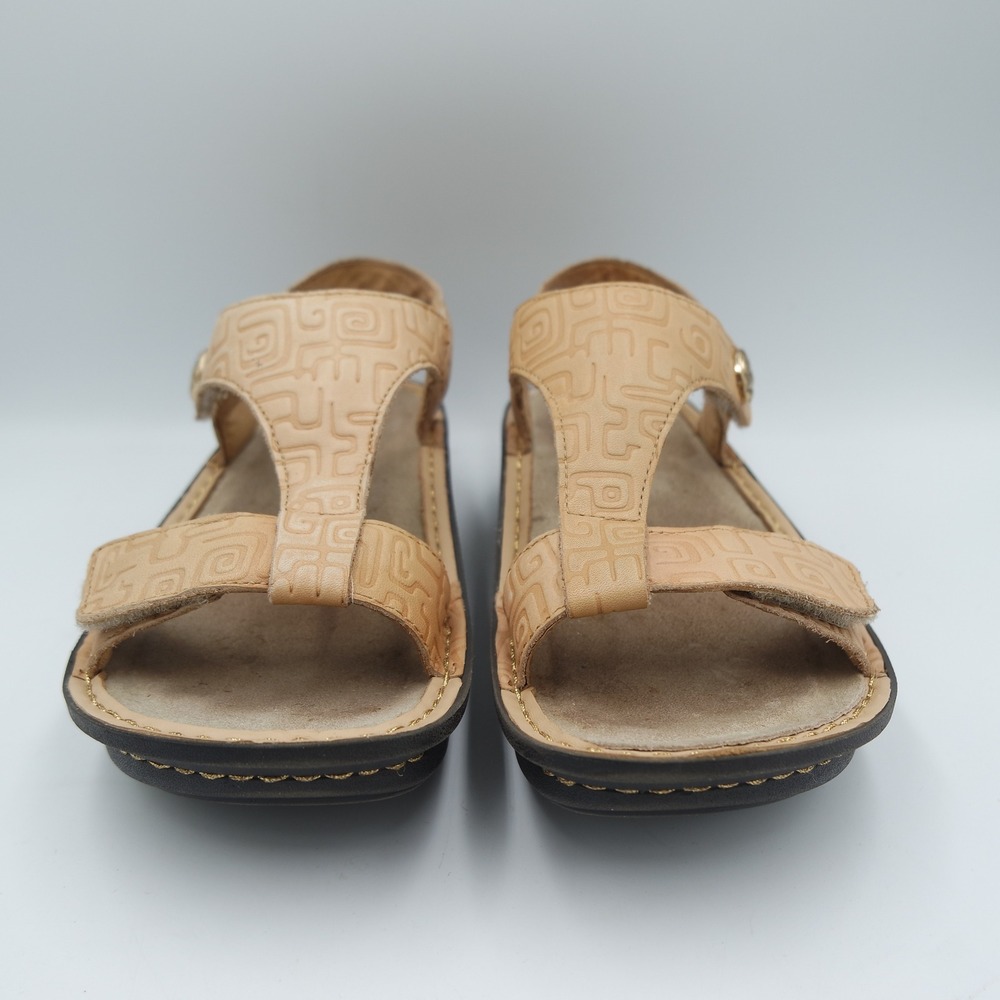 Alegria Verona Tan Embossed Leather Platform Comfort Sandals Women Size 6 EU 36 - Picture 3 of 10